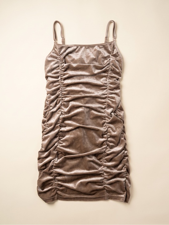 Forever 21 Dresses & Skirts - Forever 21 Taupe Ruched Velvet Mini Dress
